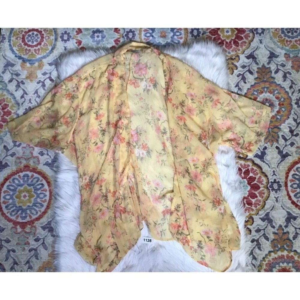 American Eagle Outfitters Kimono Blouse  Women's Floral OS Sheer Swim Cover Up